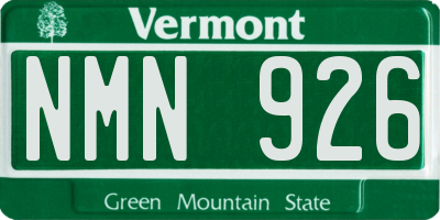 VT license plate NMN926