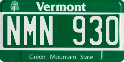VT license plate NMN930