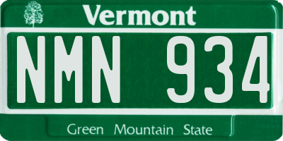 VT license plate NMN934
