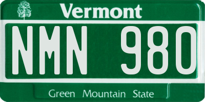 VT license plate NMN980