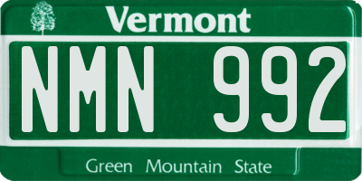 VT license plate NMN992