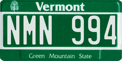 VT license plate NMN994