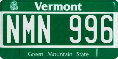 VT license plate NMN996