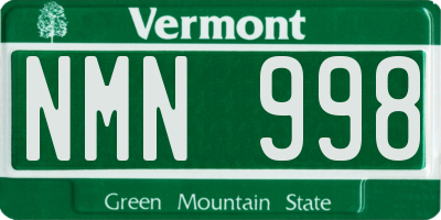 VT license plate NMN998