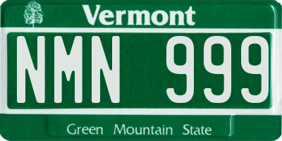 VT license plate NMN999