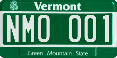 VT license plate NMO001