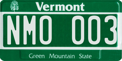 VT license plate NMO003