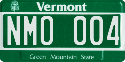 VT license plate NMO004
