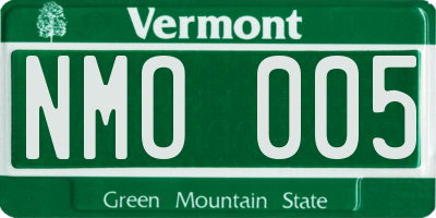 VT license plate NMO005