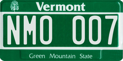 VT license plate NMO007