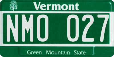 VT license plate NMO027