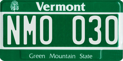 VT license plate NMO030
