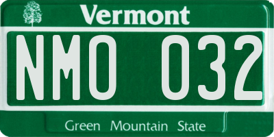 VT license plate NMO032