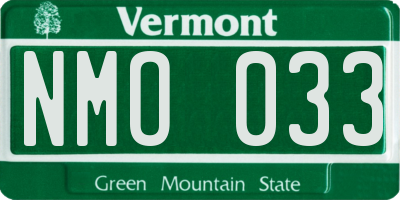 VT license plate NMO033