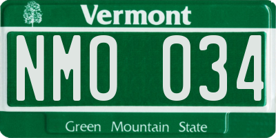 VT license plate NMO034