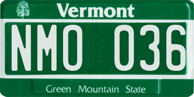 VT license plate NMO036
