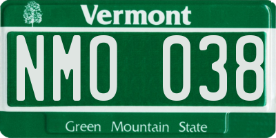 VT license plate NMO038