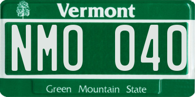 VT license plate NMO040