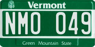 VT license plate NMO049