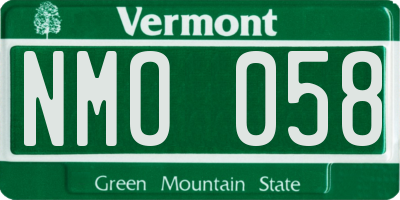 VT license plate NMO058