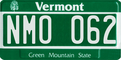 VT license plate NMO062