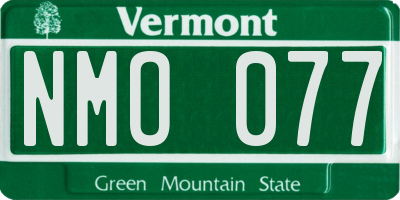 VT license plate NMO077