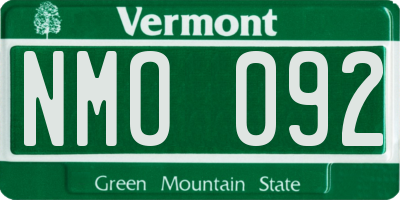 VT license plate NMO092
