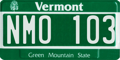 VT license plate NMO103