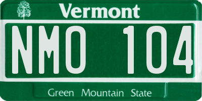 VT license plate NMO104