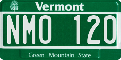 VT license plate NMO120