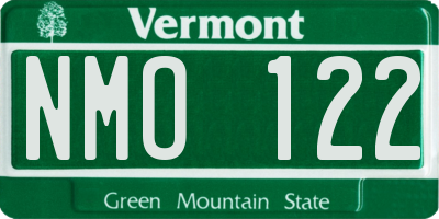 VT license plate NMO122