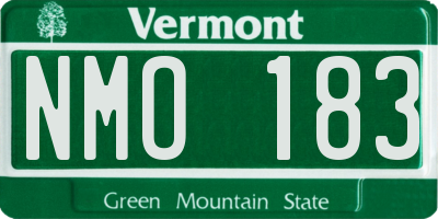 VT license plate NMO183