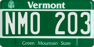 VT license plate NMO203