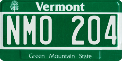 VT license plate NMO204