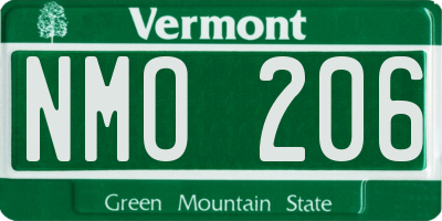 VT license plate NMO206