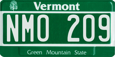 VT license plate NMO209