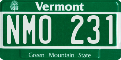 VT license plate NMO231
