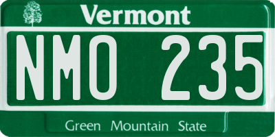 VT license plate NMO235