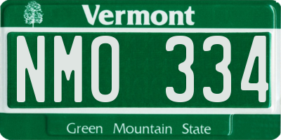 VT license plate NMO334