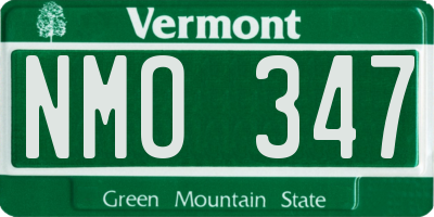 VT license plate NMO347