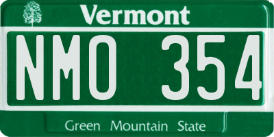 VT license plate NMO354