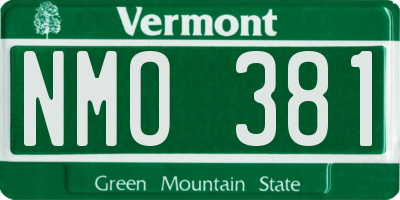 VT license plate NMO381