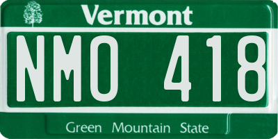 VT license plate NMO418