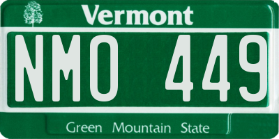 VT license plate NMO449