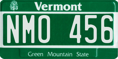 VT license plate NMO456