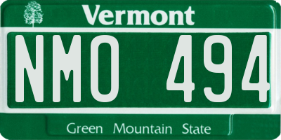 VT license plate NMO494