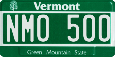 VT license plate NMO500