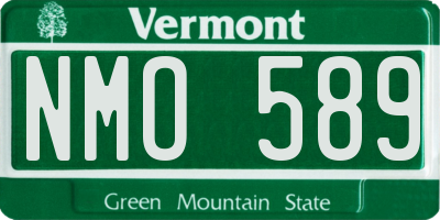 VT license plate NMO589