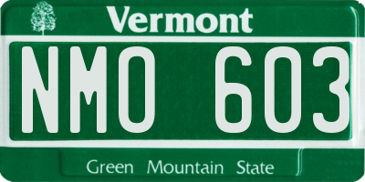 VT license plate NMO603