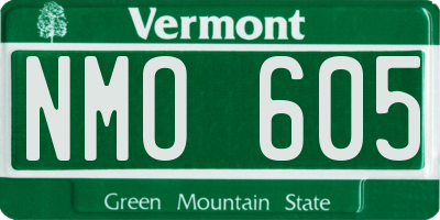 VT license plate NMO605